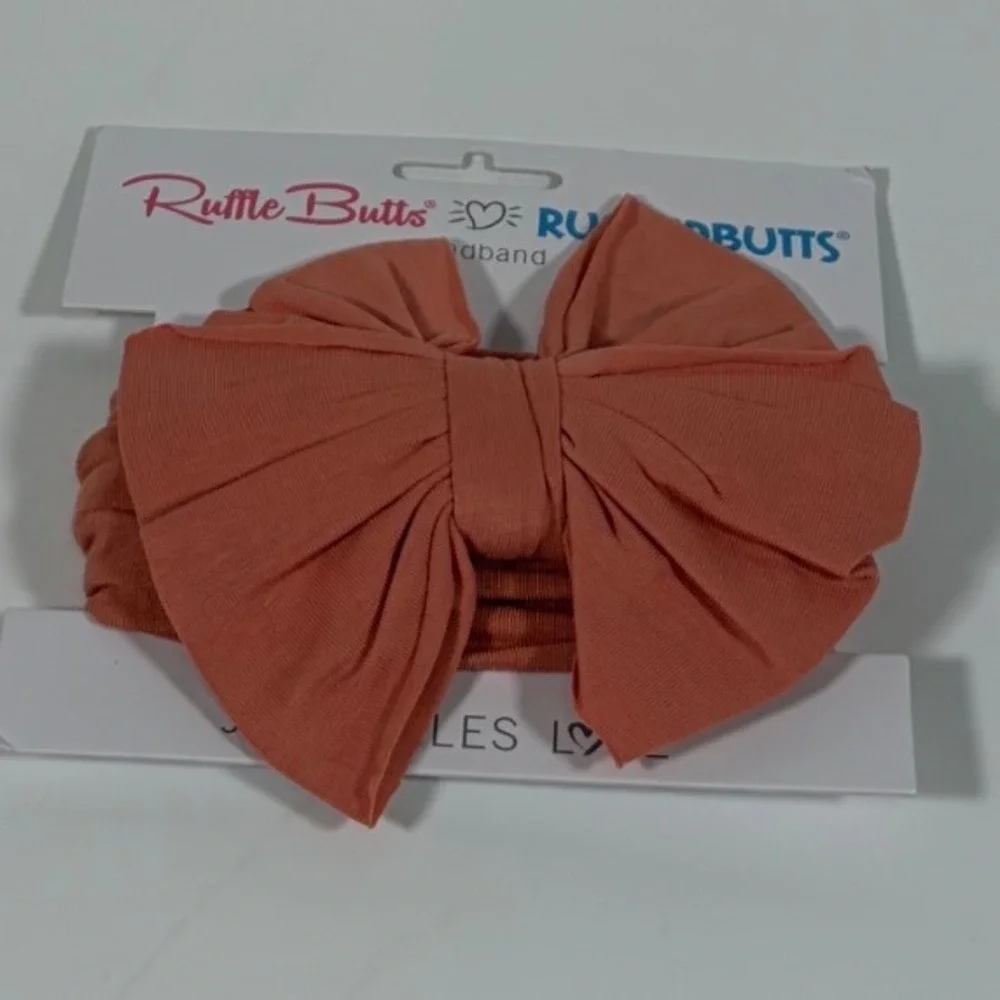 RuffleButts Terra Cotta Big Bow Headband Baby Toddler Girls One Size NWT